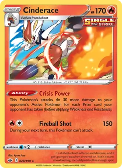 Cinderace 28/198, carta de Pokémon de Reinado Escalofriante