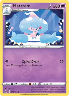 Hattrem 72/198, carta de Pokémon de Reinado Escalofriante