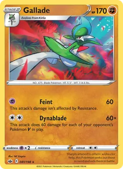 Gallade 81/198, carta de Pokémon de Reinado Escalofriante