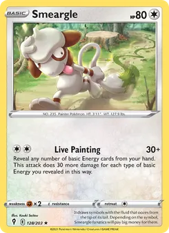 Smeargle 128/203, carta de Pokémon de Cielos Evolutivos