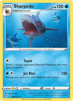 Sharpedo 36/203, carta de Pokémon de Cielos Evolutivos