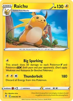 Raichu 50/203, carta de Pokémon de Cielos Evolutivos