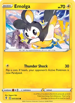 Emolga 57/203, carta de Pokémon de Cielos Evolutivos