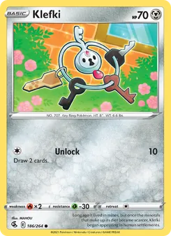 Klefki 186/264, carta de Pokémon de Golpe Fusión