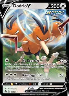 Dodrio V 201/264, carta de Pokémon de Golpe Fusión