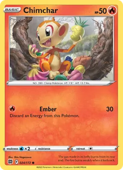 Chimchar 024/172, carta de Pokémon de Astros Brillantes