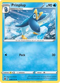 Prinplup 036/172, carta de Pokémon de Astros Brillantes