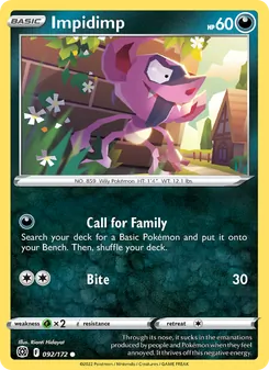 Impidimp 092/172, carta de Pokémon de Astros Brillantes