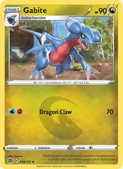 Gabite 108/172, carta de Pokémon de Astros Brillantes