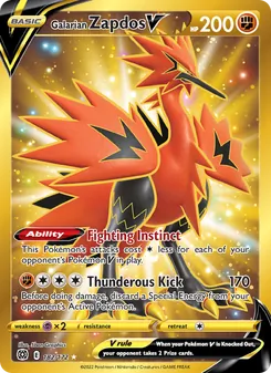 Zapdos de Galar V 182/172, carta de Pokémon de Astros Brillantes