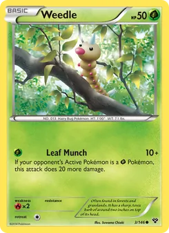 Weedle 3/146, carta de Pokémon de XY