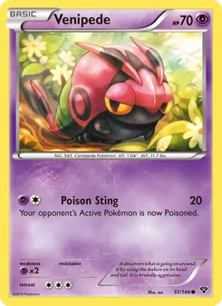 Venipede 51/146, carta de Pokémon de XY