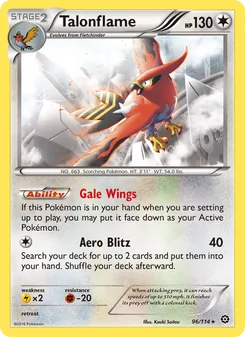Talonflame 96/114, carta de Pokémon de Asedio de Vapor