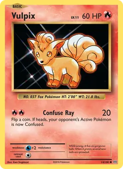 Vulpix 14/108, carta de Pokémon de Evoluciones