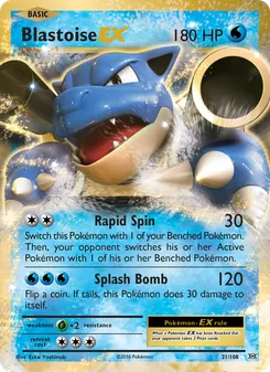 Blastoise EX 21/108, carta de Pokémon de Evoluciones