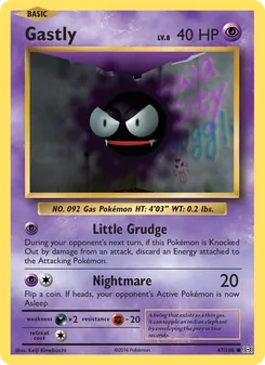 Gastly 47/108, carta de Pokémon de Evoluciones