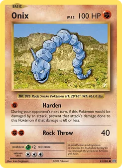 Onix 61/108, carta de Pokémon de Evoluciones