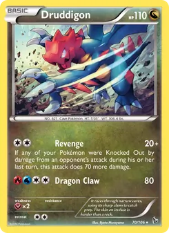 Druddigon 70/106, carta de Pokémon de Destellos de Fuego