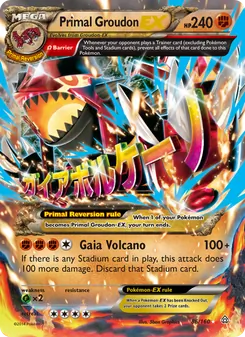 Groudon Primigenio EX 86/160, carta de Pokémon de Duelos Primigenios