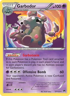 Garbodor 57/122, carta de Pokémon de TURBOLímite